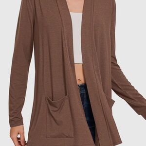 Essential Everyday Open-Front Cardigan – Mocha